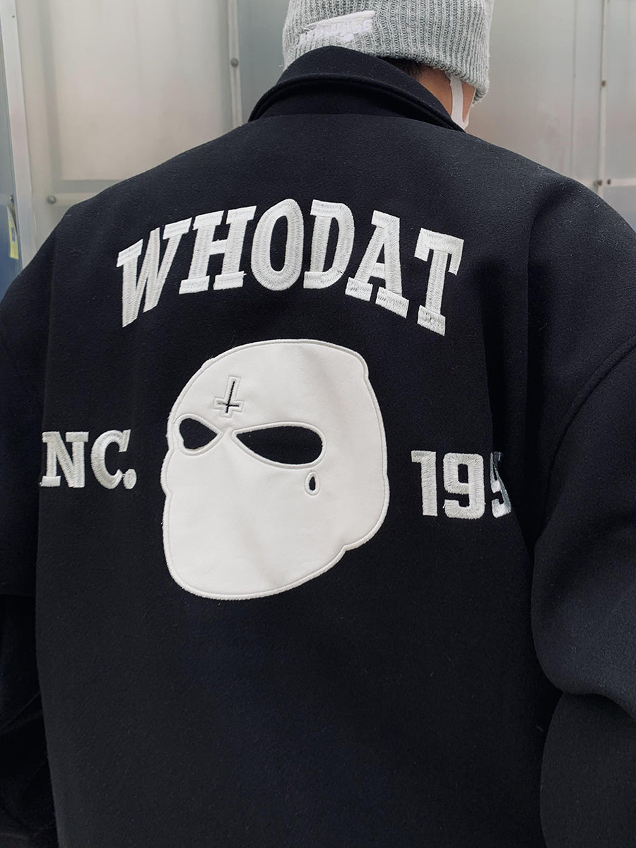 Knock Knock Embroidered Varsity Jacket