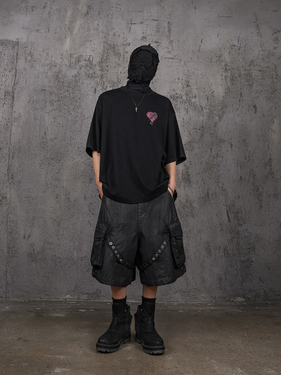 UNDERWATER Wax Bandage Multi Pocket Rivet Work Shorts
