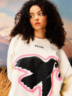 YADcrew Peace Dove 3D Foam Dot Printing Sweatshirt