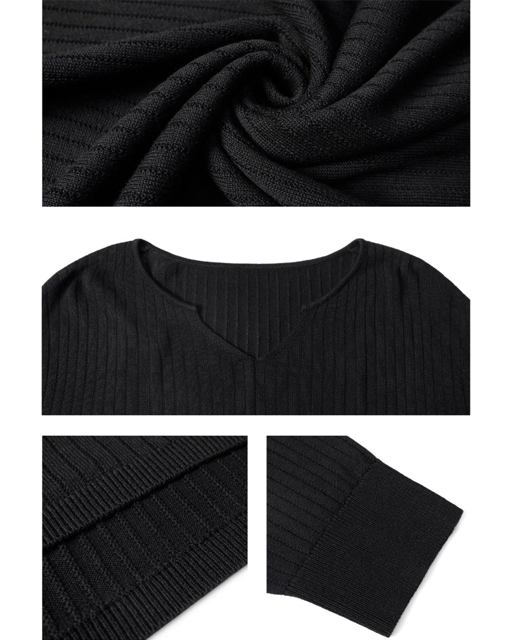 JHYQ Lightweight Striped V-neck Jacquard Knit Sweater