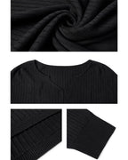 JHYQ Lightweight Striped V-neck Jacquard Knit Sweater