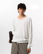 JHYQ Lightweight Striped V-neck Jacquard Knit Sweater