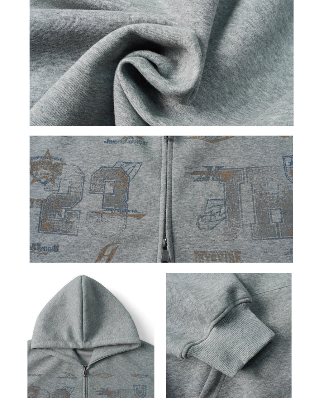 JHYQ Letter Printed Double Zip Hoodie
