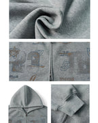 JHYQ Letter Printed Double Zip Hoodie