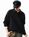 JHYQ Beaded Hem Polo-Collared Cropped Sweatshirt