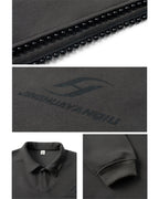JHYQ Beaded Hem Polo-Collared Cropped Sweatshirt