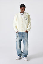 MEDM Flower Logo Embroidered Knit Cardigan