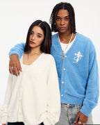 Small Town Kid Imitation Mink Pearl Button Knit Cardigan