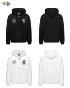 Small Town Kid Animal Textured Logo Velcro Zip-Up Hoodie